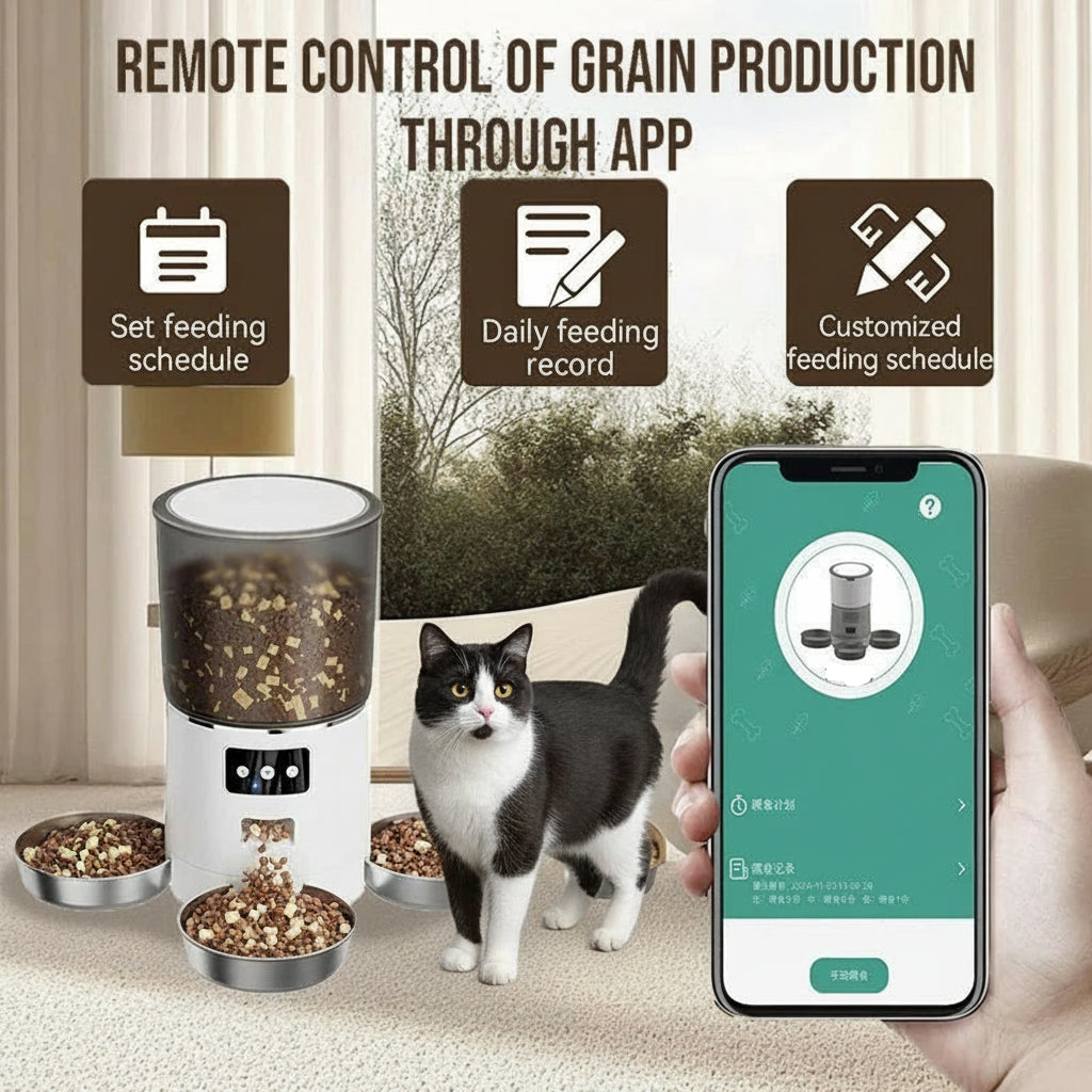 Smart Feeder with 3 Independent Bowls